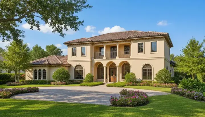 Spanish house plans 28-130 - front exterior, 4,619 sq ft, 4 bed, 4 bath house plans | Monster House Plans