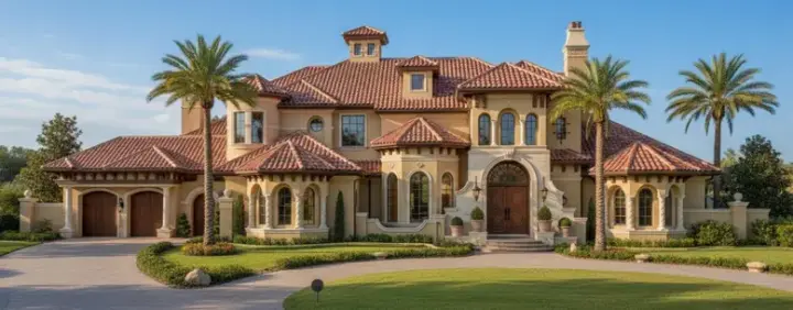 Mediterranean house plans 28-138 - front exterior, 7,250 sq ft, 5 bed, 5 bath house plans | Monster House Plans