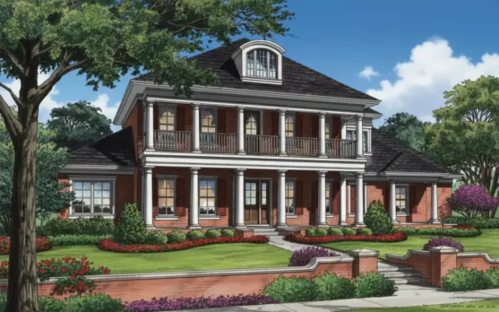 Plantation house plans 28-141 - front exterior, 5,876 sq ft, 5 bed, 5 bath house plans | Monster House Plans