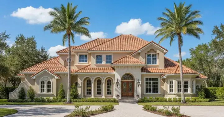 Florida house plans 28-142 - front exterior, 6,399 sq ft, 6 bed, 8 bath house plans | Monster House Plans