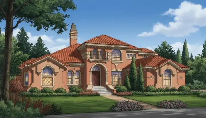 Spanish house plans 28-162 - front exterior, 6,059 sq ft, 5 bed, 4 bath house plans | Monster House Plans