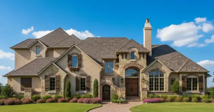 French Country house plans 28-163 - front exterior, 4,804 sq ft, 4 bed, 4 bath house plans | Monster House Plans