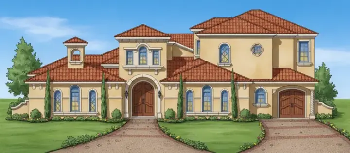 Florida house plans 28-168 - front exterior, 4,976 sq ft, 4 bed, 4 bath house plans | Monster House Plans