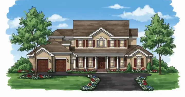 Country house plans 28-169 - front exterior, 6,272 sq ft, 5 bed, 4 bath house plans | Monster House Plans