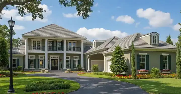 Plantation house plans 28-184 - front exterior, 6,656 sq ft, 5 bed, 4 bath house plans | Monster House Plans