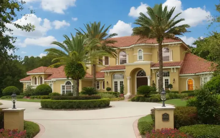Spanish house plans 28-185 - front exterior, 6,211 sq ft, 5 bed, 5 bath house plans | Monster House Plans