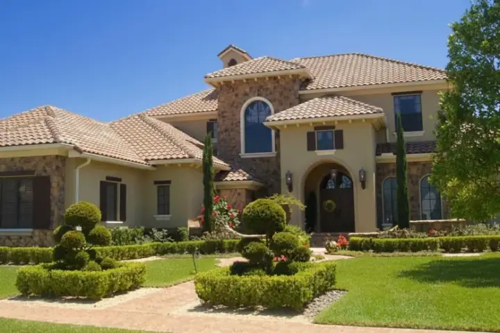 Spanish house plans 28-198 - front exterior, 6,765 sq ft, 5 bed, 5 bath house plans | Monster House Plans
