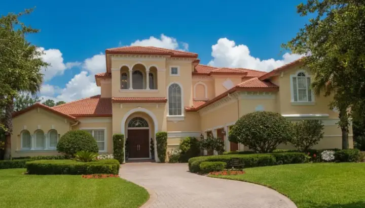 Spanish house plans 28-210 - front exterior, 4,461 sq ft, 6 bed, 4 bath house plans | Monster House Plans