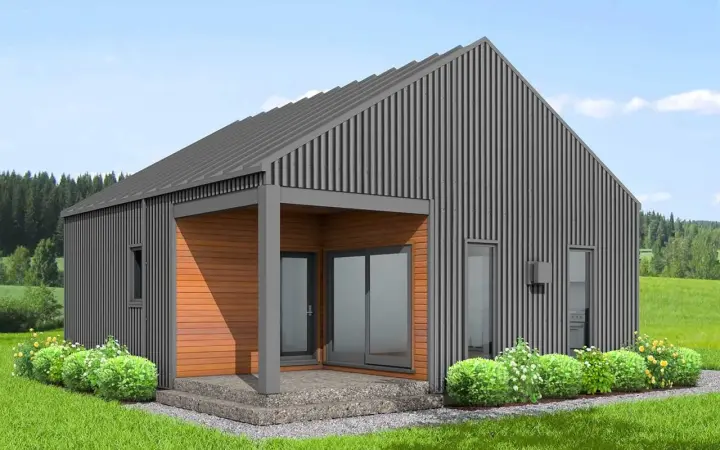 Modern house plans 29-112 - front exterior, 584 sq ft, 1 bed, 1 bath house plans | Monster House Plans