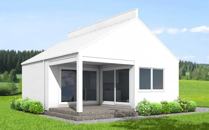 Modern house plans 29-113 - front exterior, 600 sq ft, 1 bed, 1 bath house plans | Monster House Plans
