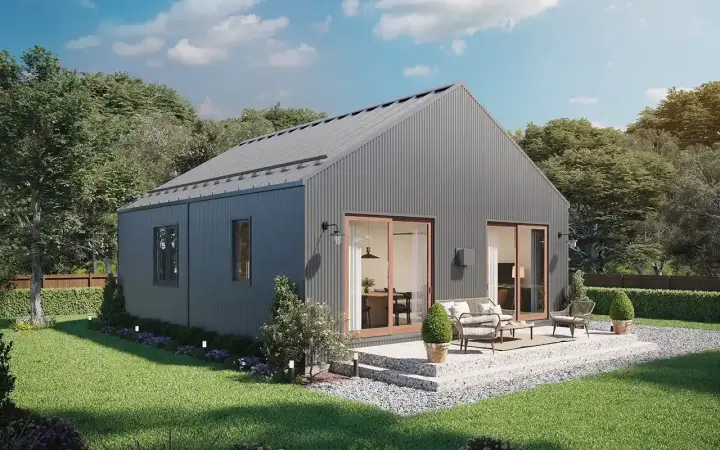 Modern house plans 29-115 - front exterior, 896 sq ft, 2 bed, 2 bath house plans | Monster House Plans