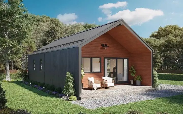 Modern house plans 29-116 - front exterior, 900 sq ft, 2 bed, 1 bath house plans | Monster House Plans