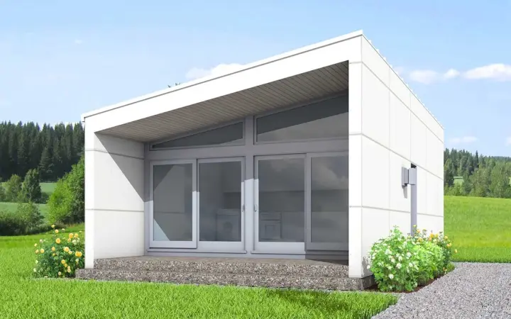 Modern house plans 29-117 - front exterior, 532 sq ft, 1 bed, 1 bath house plans | Monster House Plans