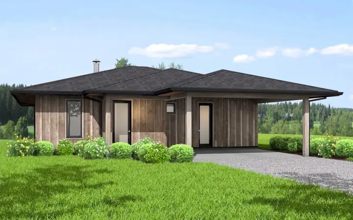 Contemporary house plans 29-131 - front exterior, 1,204 sq ft, 2 bed, 2 bath house plans | Monster House Plans