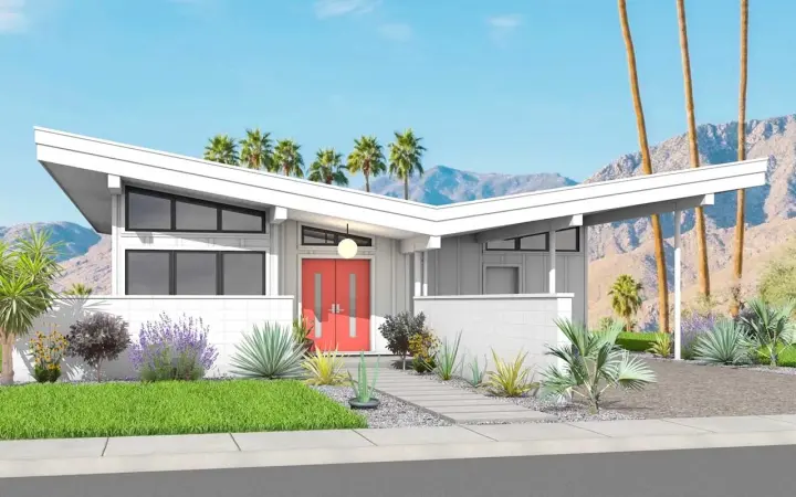 Contemporary house plans 29-134 - front exterior, 1,488 sq ft, 2 bed, 2 bath house plans | Monster House Plans