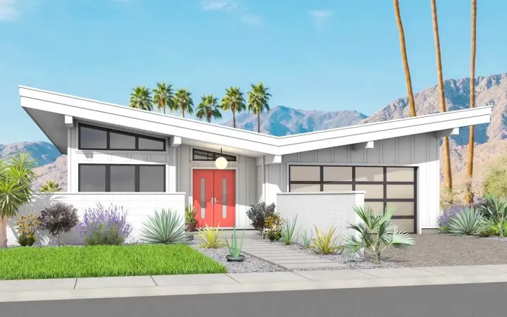 Contemporary house plans 29-135 - front exterior, 1,627 sq ft, 2 bed, 2 bath house plans | Monster House Plans