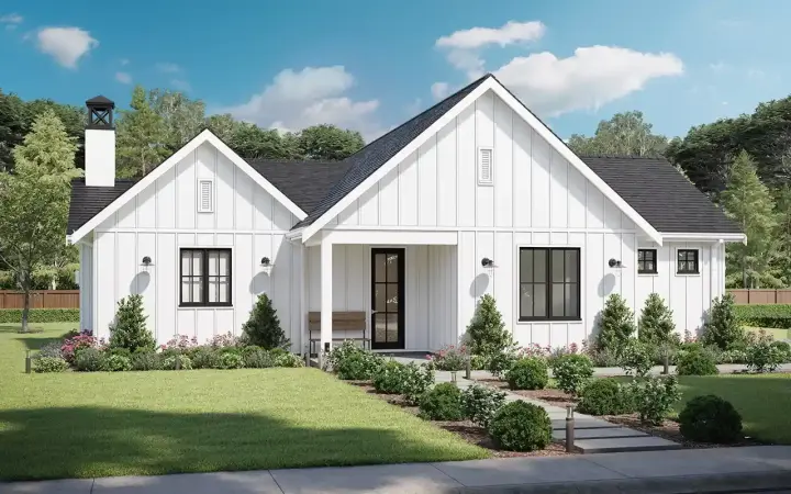 Modern Farmhouse house plans 29-139 - front exterior, 1,200 sq ft, 2 bed, 2 bath house plans | Monster House Plans