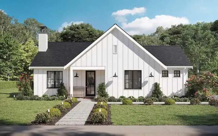 Modern Farmhouse house plans 29-140 - front exterior, 1,300 sq ft, 2 bed, 2 bath house plans | Monster House Plans