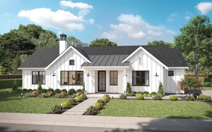 Modern Farmhouse house plans 29-146 - front exterior, 1,626 sq ft, 3 bed, 2 bath house plans | Monster House Plans