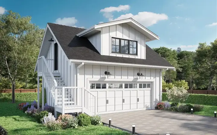Modern Farmhouse house plans 29-158 - front exterior, 394 sq ft, 1 bed, 1 bath house plans | Monster House Plans
