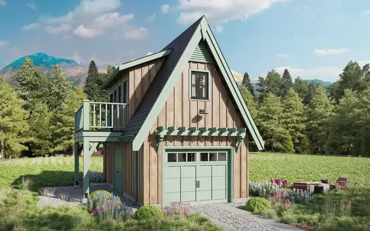Accessory Dwelling Unit house plans 29-159 - front exterior, 393 sq ft, 1 bed, 1 bath house plans | Monster House Plans