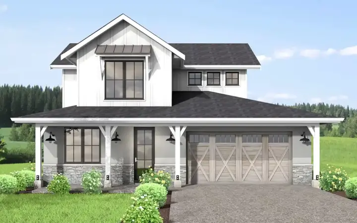 Modern Farmhouse house plans 29-164 - front exterior, 2,366 sq ft, 4 bed, 3 bath house plans | Monster House Plans