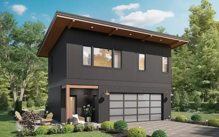 Accessory Dwelling Unit house plans 29-171 - front exterior, 799 sq ft, 2 bed, 1 bath house plans | Monster House Plans