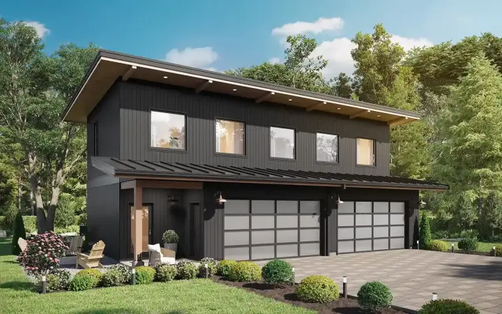 Contemporary house plans 29-173 - front exterior, 968 sq ft, 2 bed, 2 bath house plans | Monster House Plans