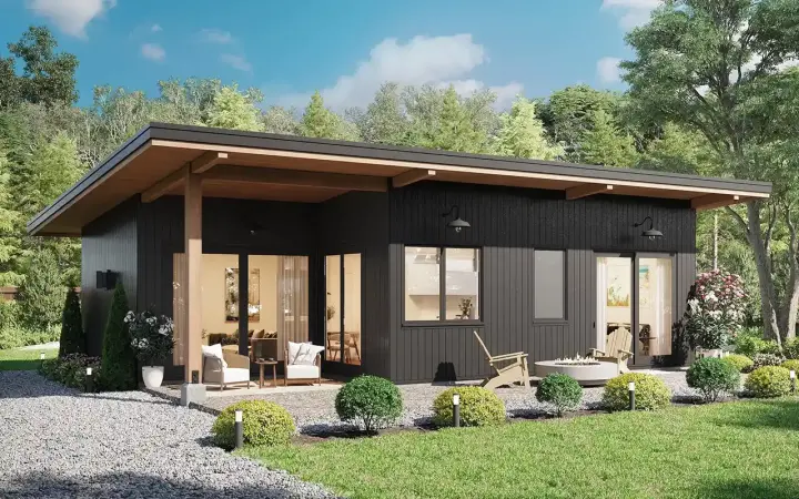 Accessory Dwelling Unit house plans 29-177 - front exterior, 800 sq ft, 2 bed, 2 bath house plans | Monster House Plans