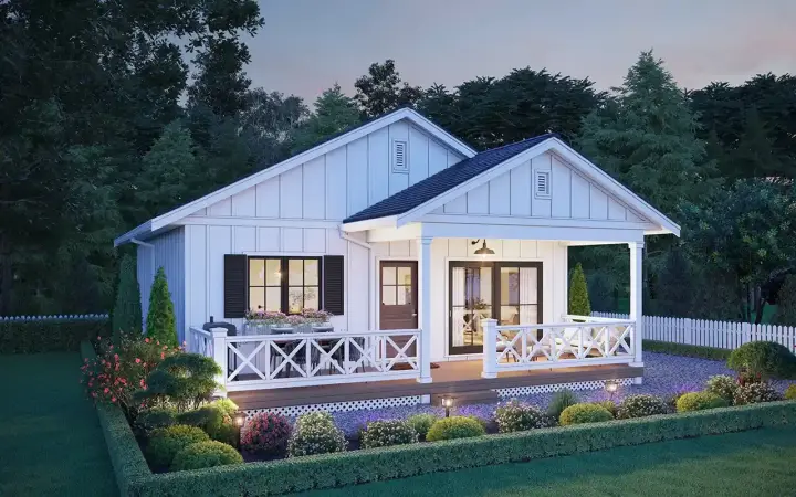 Accessory Dwelling Unit house plans 29-178 - front exterior, 784 sq ft, 2 bed, 1 bath house plans | Monster House Plans