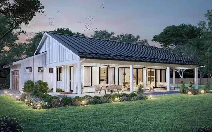 Modern Farmhouse house plans 29-182 - front exterior, 1,801 sq ft, 4 bed, 2 bath house plans | Monster House Plans