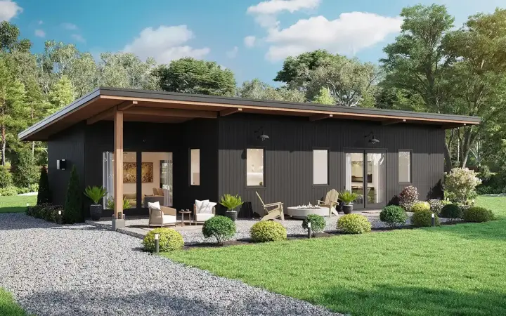 Modern house plans 29-184 - front exterior, 1,232 sq ft, 4 bed, 2 bath house plans | Monster House Plans