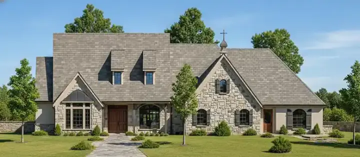 English Country house plans 3-102 - front exterior, 3,997 sq ft, 4 bed, 3 bath house plans | Monster House Plans
