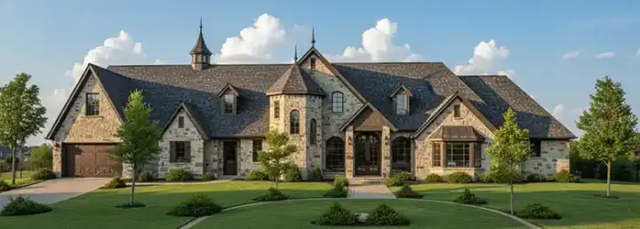 European house plans 3-108 - front exterior, 3,791 sq ft, 4 bed, 3 bath house plans | Monster House Plans