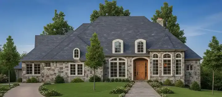 European house plans 3-112 - front exterior, 3,288 sq ft, 3 bed, 2 bath house plans | Monster House Plans