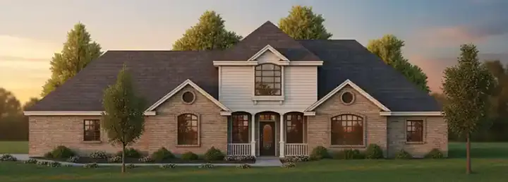 Traditional house plans 3-117 - front exterior, 2,283 sq ft, 3 bed, 2 bath house plans | Monster House Plans