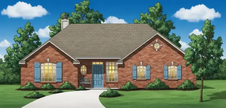 Traditional house plans 3-146 - front exterior, 1,372 sq ft, 3 bed, 2 bath house plans | Monster House Plans