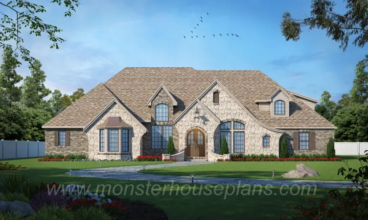 French Country house plans 3-194 - front exterior, 3,248 sq ft, 4 bed, 3 bath house plans | Monster House Plans
