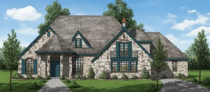 French Country house plans 3-212 - front exterior, 3,618 sq ft, 4 bed, 3 bath house plans | Monster House Plans