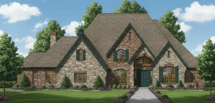 European house plans 3-234 - front exterior, 4,859 sq ft, 4 bed, 4 bath house plans | Monster House Plans