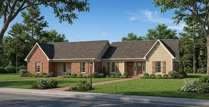 Traditional house plans 30-102 - front exterior, 1,656 sq ft, 2 bed, 1 bath house plans | Monster House Plans