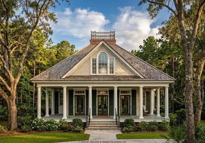 Southern house plans 30-104 - front exterior, 848 sq ft, 1 bed, 1 bath house plans | Monster House Plans