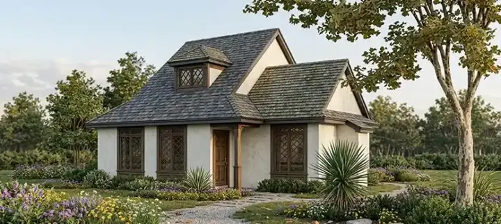 Cottage house plans 30-118 - front exterior, 1,019 sq ft, 2 bed, 2 bath house plans | Monster House Plans