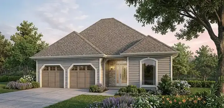 Traditional house plans 30-128 - front exterior, 1,150 sq ft, 2 bed, 2 bath house plans | Monster House Plans