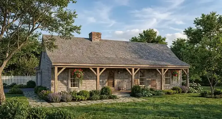 Country house plans 30-129 - front exterior, 1,191 sq ft, 3 bed, 2 bath house plans | Monster House Plans