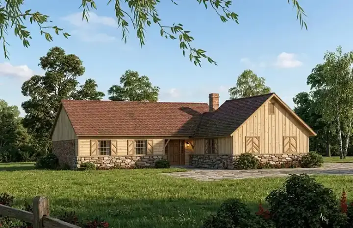 Traditional house plans 30-136 - front exterior, 1,230 sq ft, 3 bed, 2 bath house plans | Monster House Plans