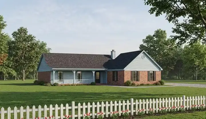 Ranch house plans 30-139 - front exterior, 1,273 sq ft, 3 bed, 2 bath house plans | Monster House Plans