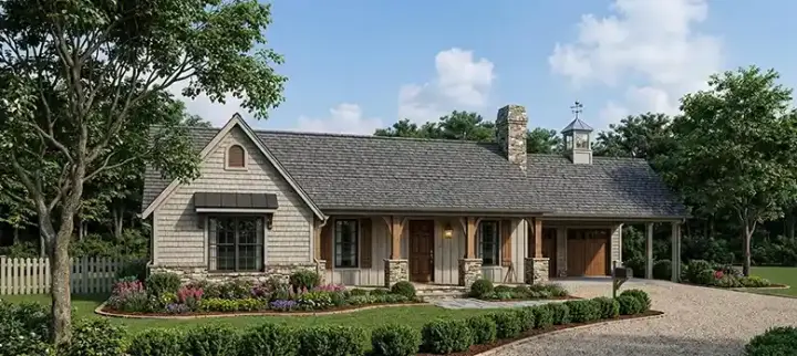 Ranch house plans 30-145 - front exterior, 1,375 sq ft, 3 bed, 2 bath house plans | Monster House Plans