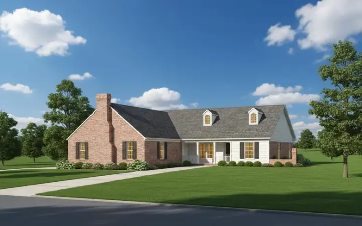 Traditional house plans 30-151 - front exterior, 1,400 sq ft, 4 bed, 2 bath house plans | Monster House Plans