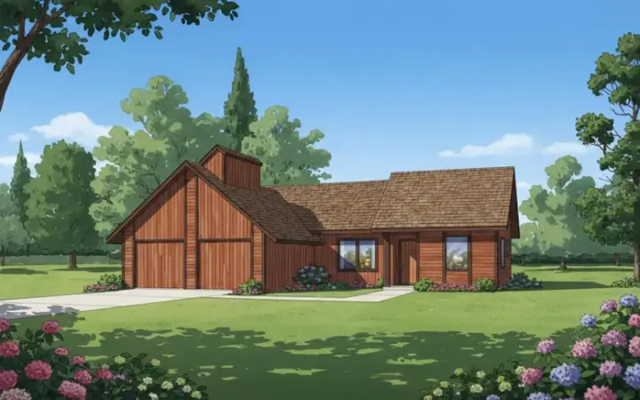 Contemporary house plans 30-155 - front exterior, 1,412 sq ft, 4 bed, 2 bath house plans | Monster House Plans